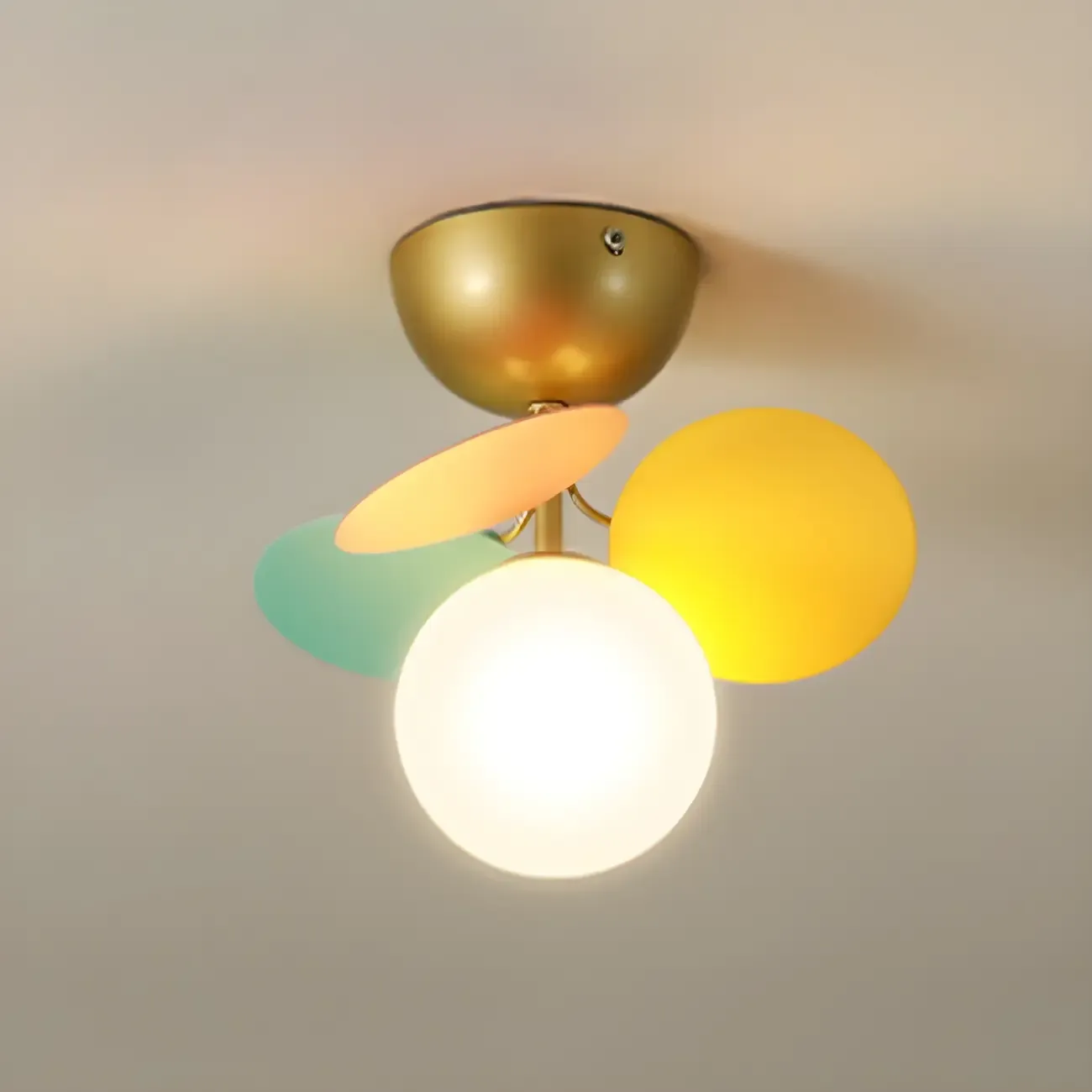 Modern Bedroom Glass Ball Semi Flush Mount Ceiling Light Image - 4