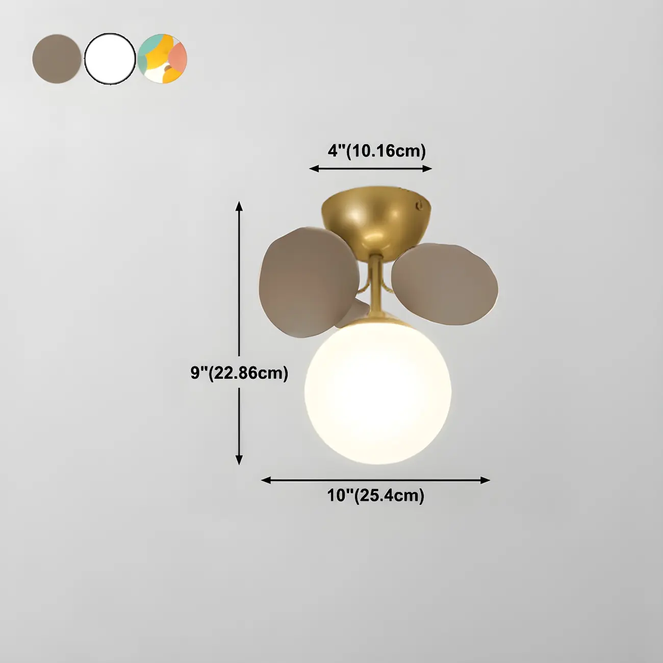 Modern Bedroom Glass Ball Semi Flush Mount Ceiling Light #size