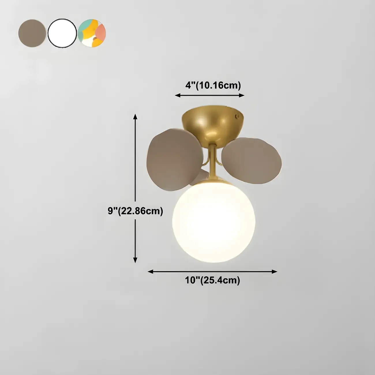 Modern Bedroom Glass Ball Semi Flush Mount Ceiling Light #size
