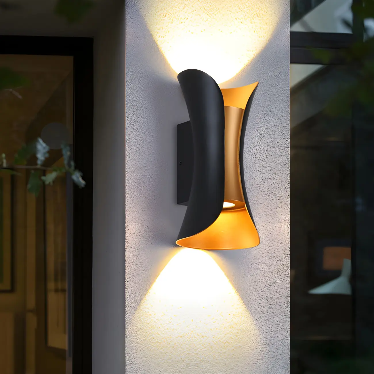 Modern Hourglass Metal LED Outdoor Wall Light Image - 1 | homeyfad