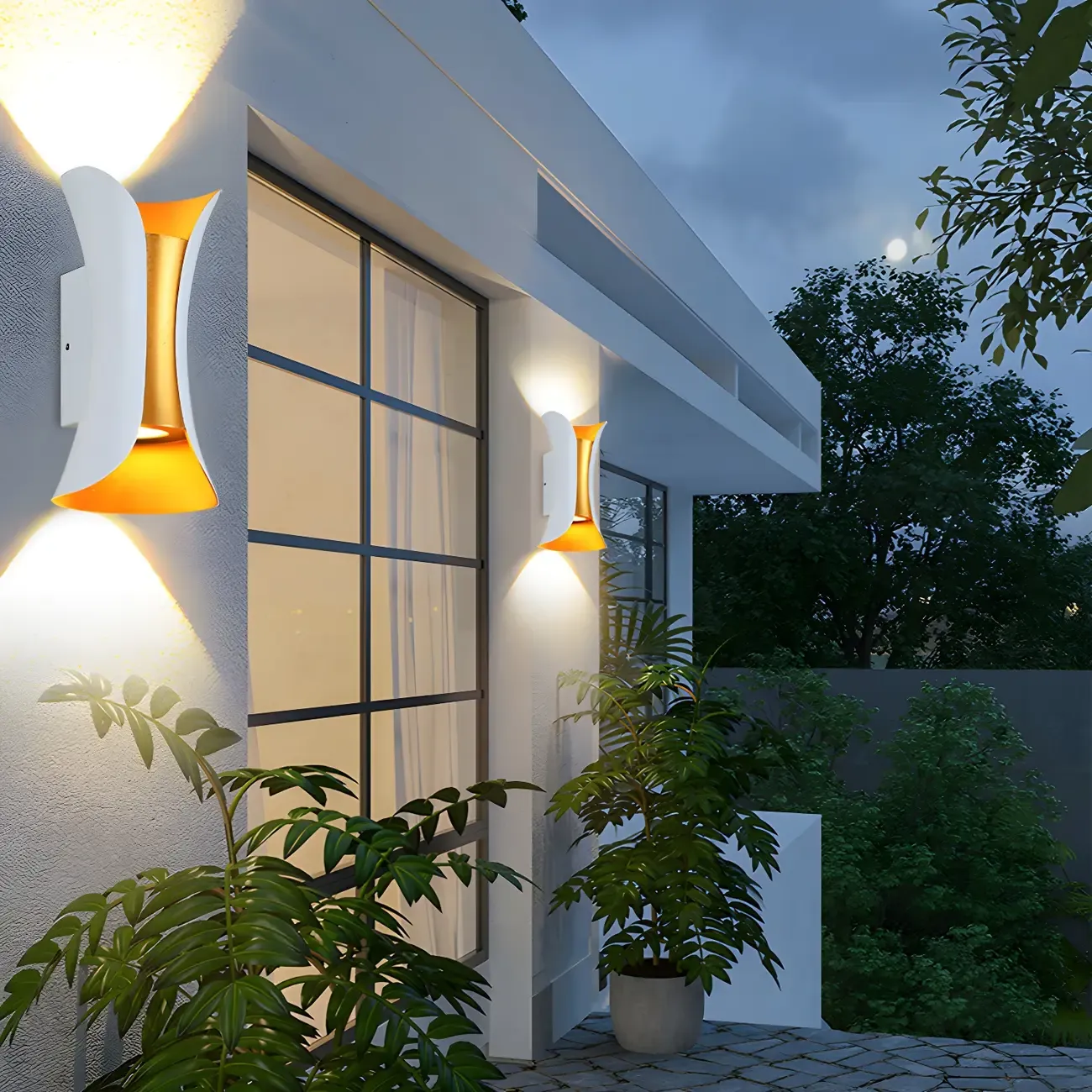 Modern Hourglass Metal LED Outdoor Wall Light Image - 3