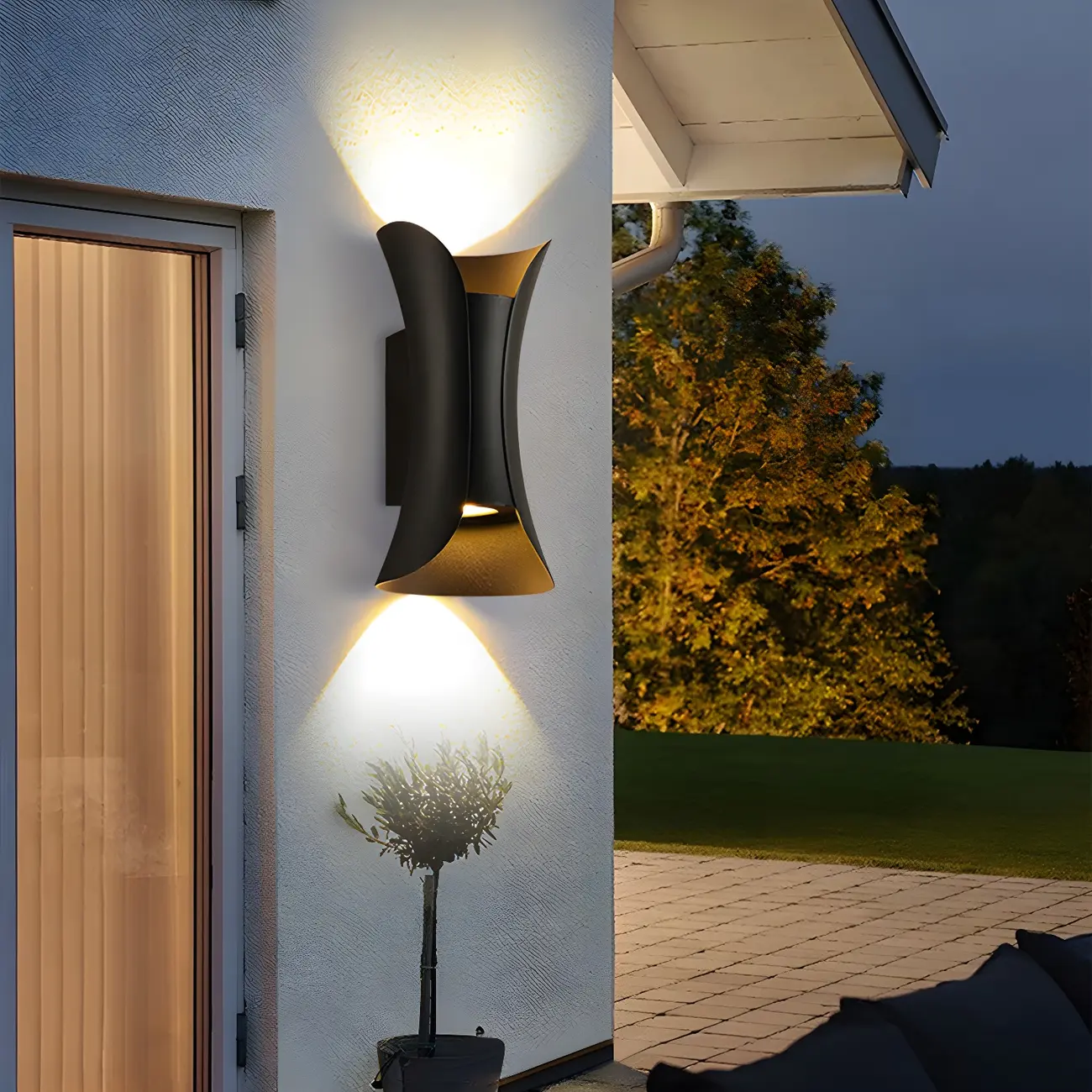 Modern Hourglass Metal LED Outdoor Wall Light Image - 4 | homeyfad