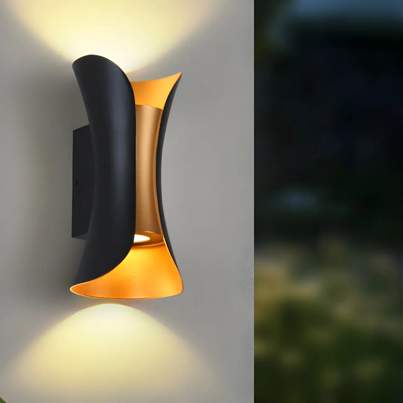 Modern Hourglass Metal LED Outdoor Wall Light Image - 5 | homeyfad