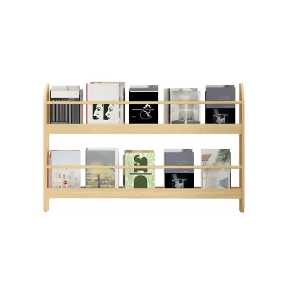 Horizontal Wall-Mounted Light Wood 4-Tier Shelf Unit Image - 10