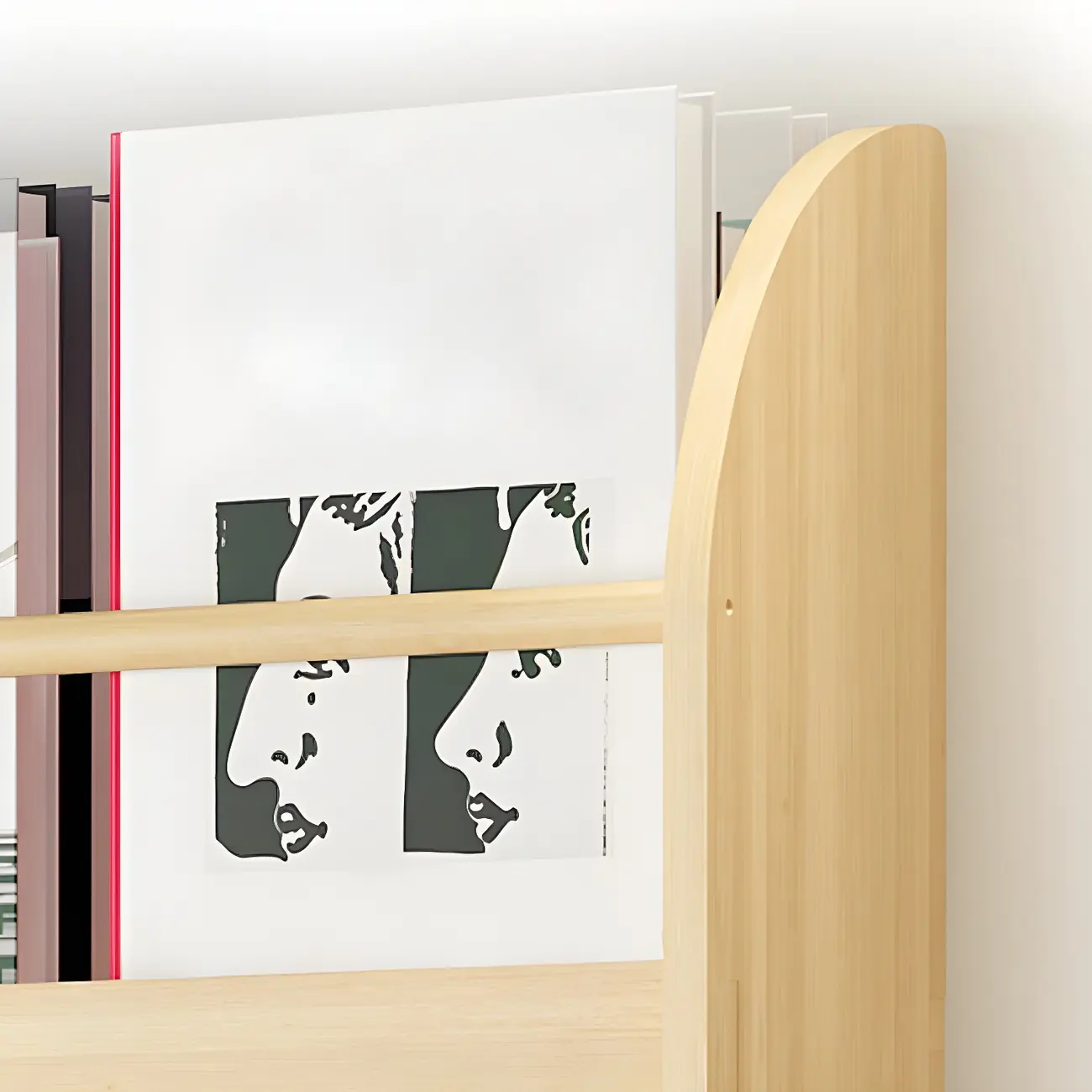 Horizontal Wall-Mounted Light Wood 4-Tier Shelf Unit Image - 15 | homeyfad