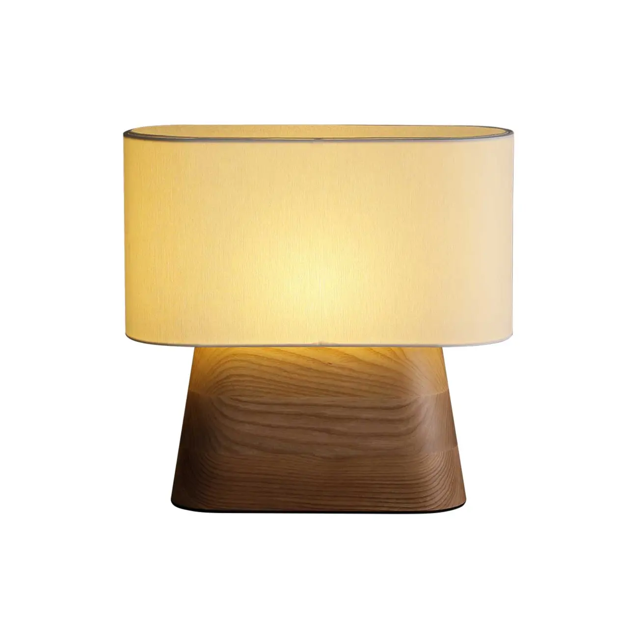 Minimalist Oval Shade Wood Fabric Table Lamp LED Image - 25 | homeyfad