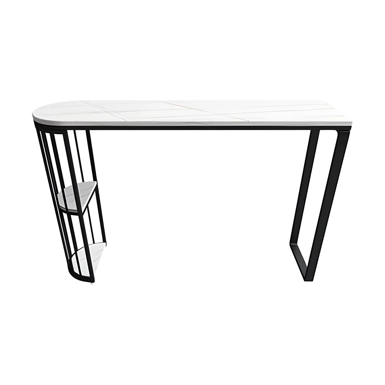 Modern Faux Marble Bar Table with Metal Frame for Kitchen Image - 5 | homeyfad