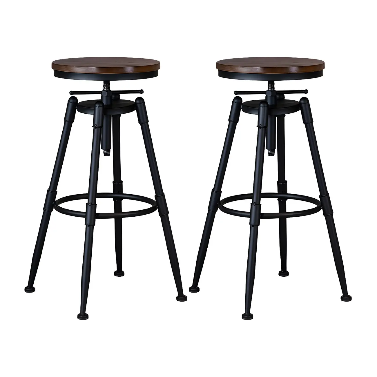 Industrial Iron Swivel Adjustable Bar Stools Image - 4 | homeyfad