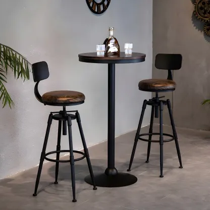 Industrial Iron Swivel Adjustable Bar Stools Image - 7