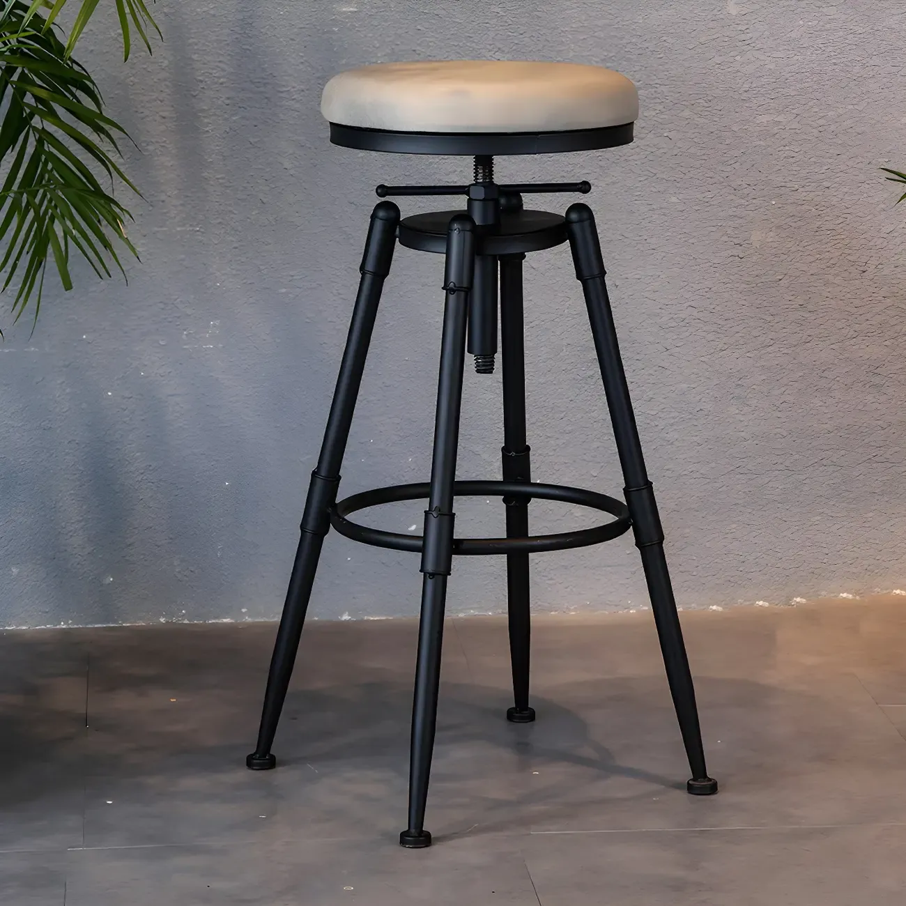 Industrial Iron Swivel Adjustable Bar Stools Image - 9