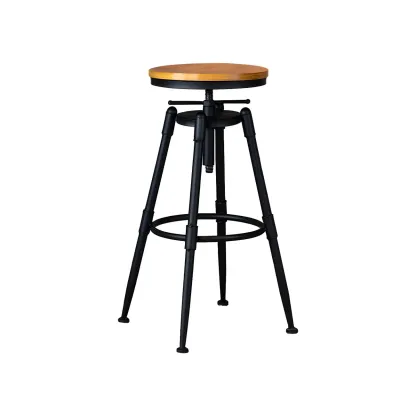 Industrial Iron Swivel Adjustable Bar Stools Image - 10
