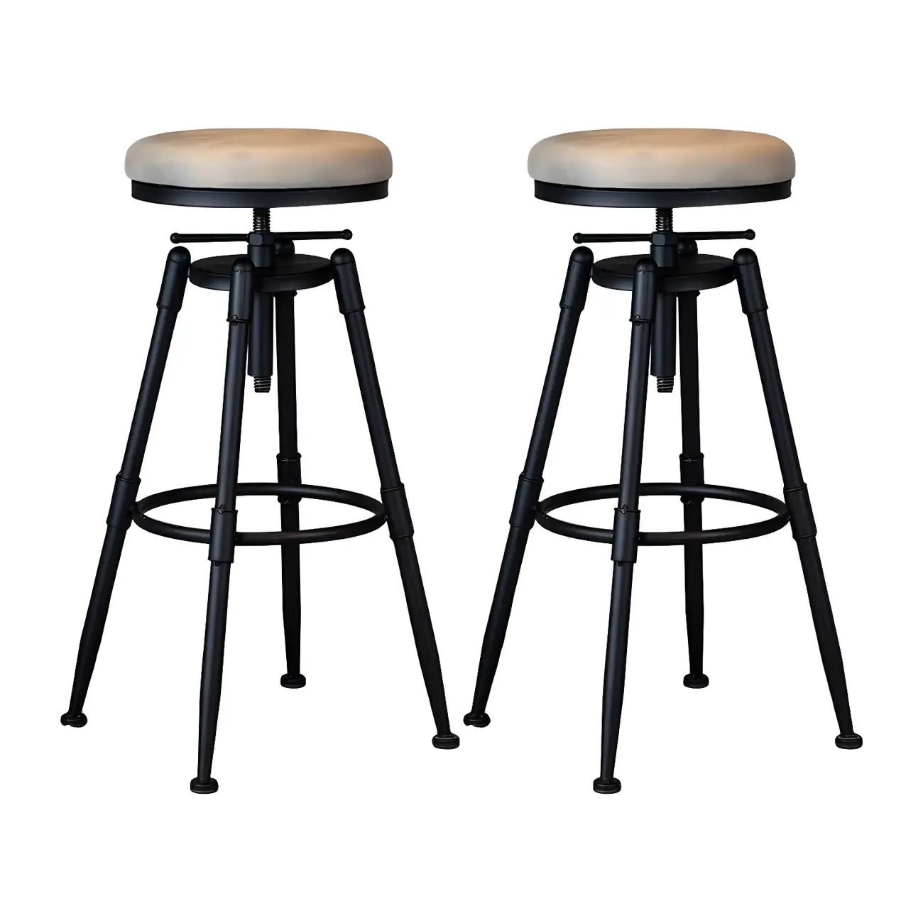 Industrial Iron Swivel Adjustable Bar Stools Image - 11