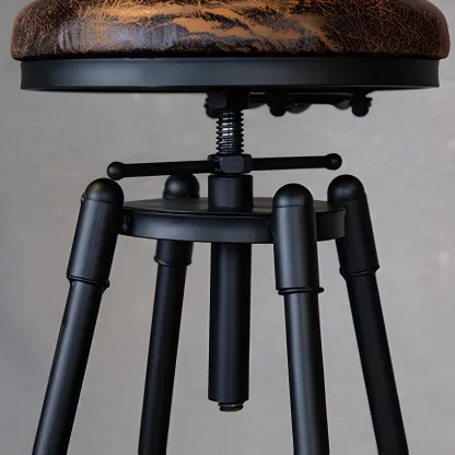 Industrial Iron Swivel Adjustable Bar Stools Image - 12