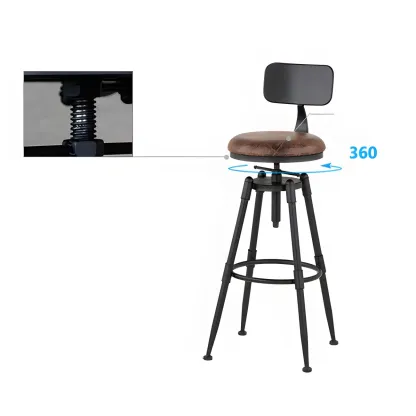 Industrial Iron Swivel Adjustable Bar Stools Image - 16