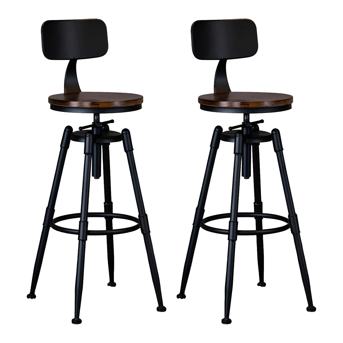 Industrial Iron Swivel Adjustable Bar Stools Image - 17 | homeyfad