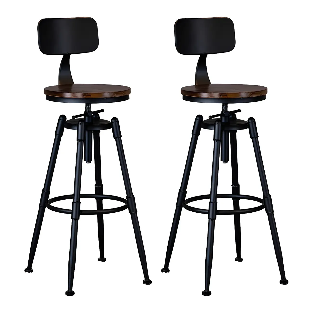 Industrial Iron Swivel Adjustable Bar Stools Image - 17