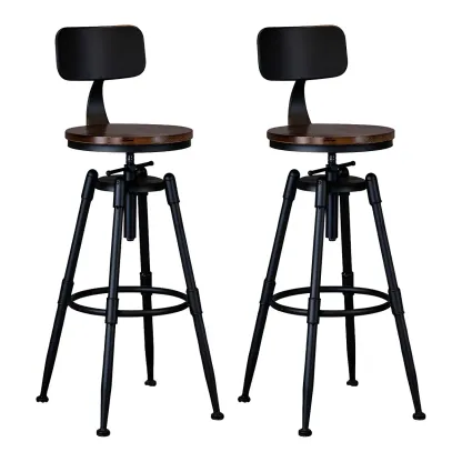 Industrial Iron Swivel Adjustable Bar Stools Image - 17