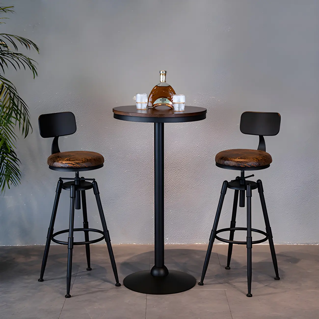 Industrial Iron Swivel Adjustable Bar Stools Image - 18 | homeyfad