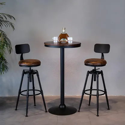 Industrial Iron Swivel Adjustable Bar Stools Image - 18