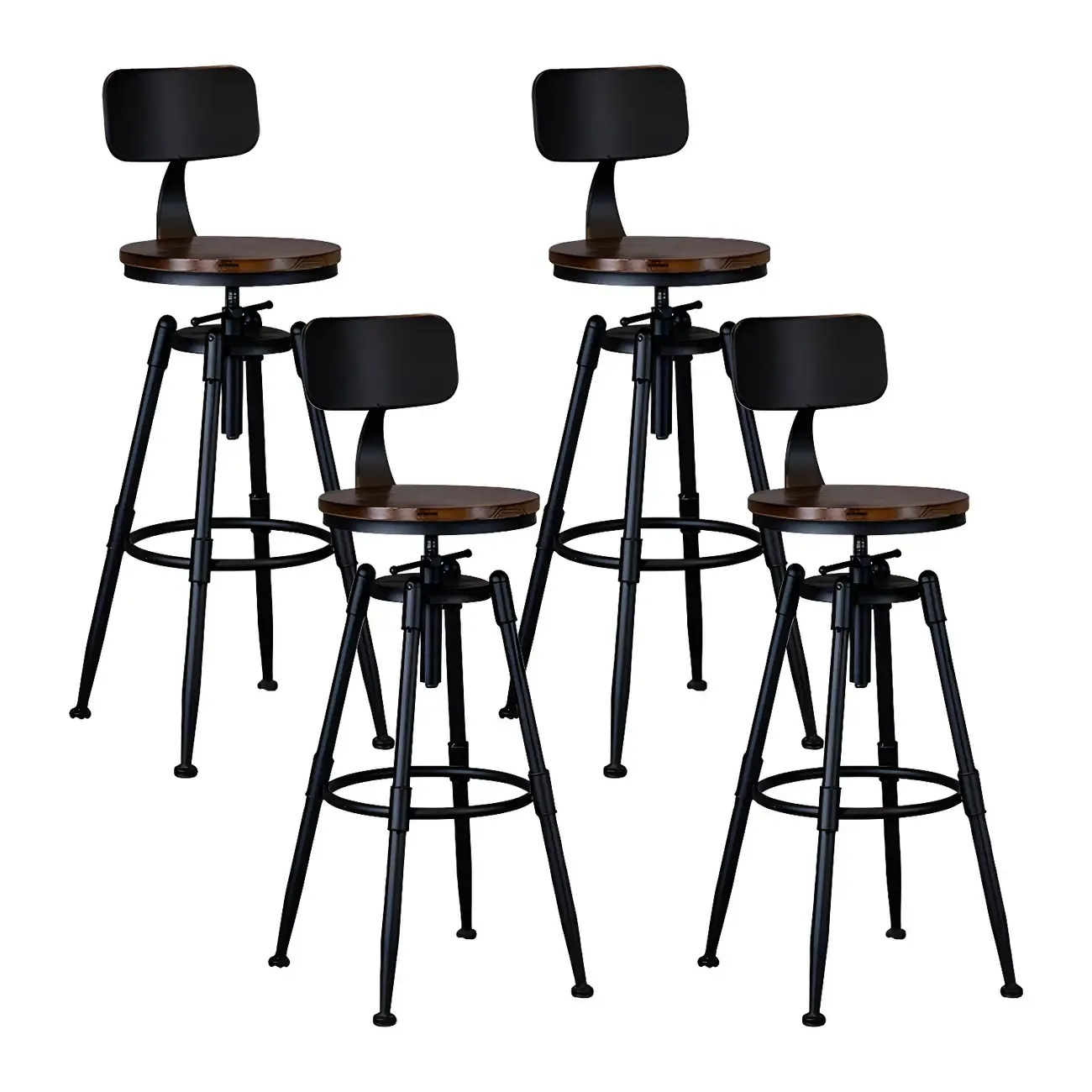 Industrial Iron Swivel Adjustable Bar Stools Image - 19