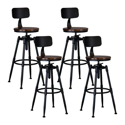 Industrial Iron Swivel Adjustable Bar Stools Image - 19