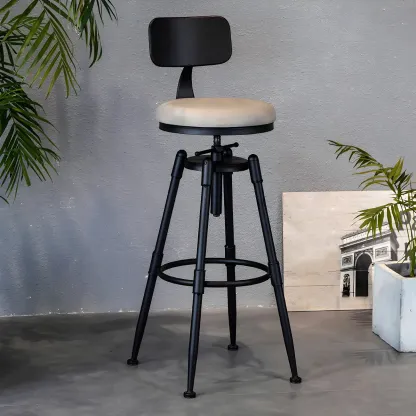 Industrial Iron Swivel Adjustable Bar Stools Image - 21