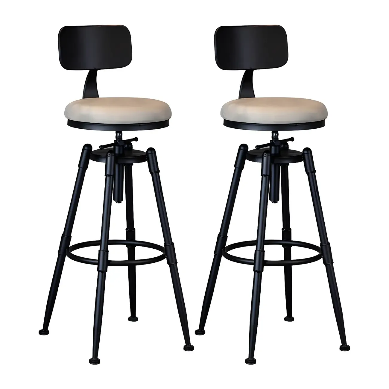 Industrial Iron Swivel Adjustable Bar Stools Image - 22