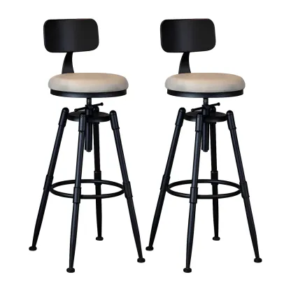 Industrial Iron Swivel Adjustable Bar Stools Image - 22