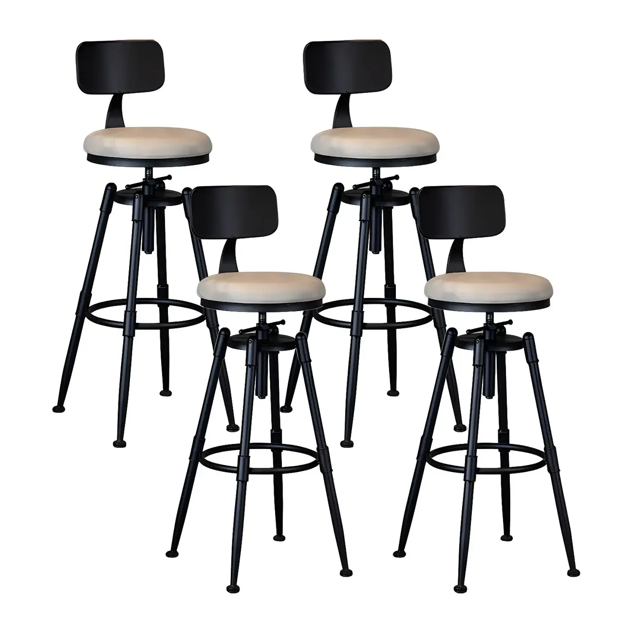 Industrial Iron Swivel Adjustable Bar Stools Image - 23