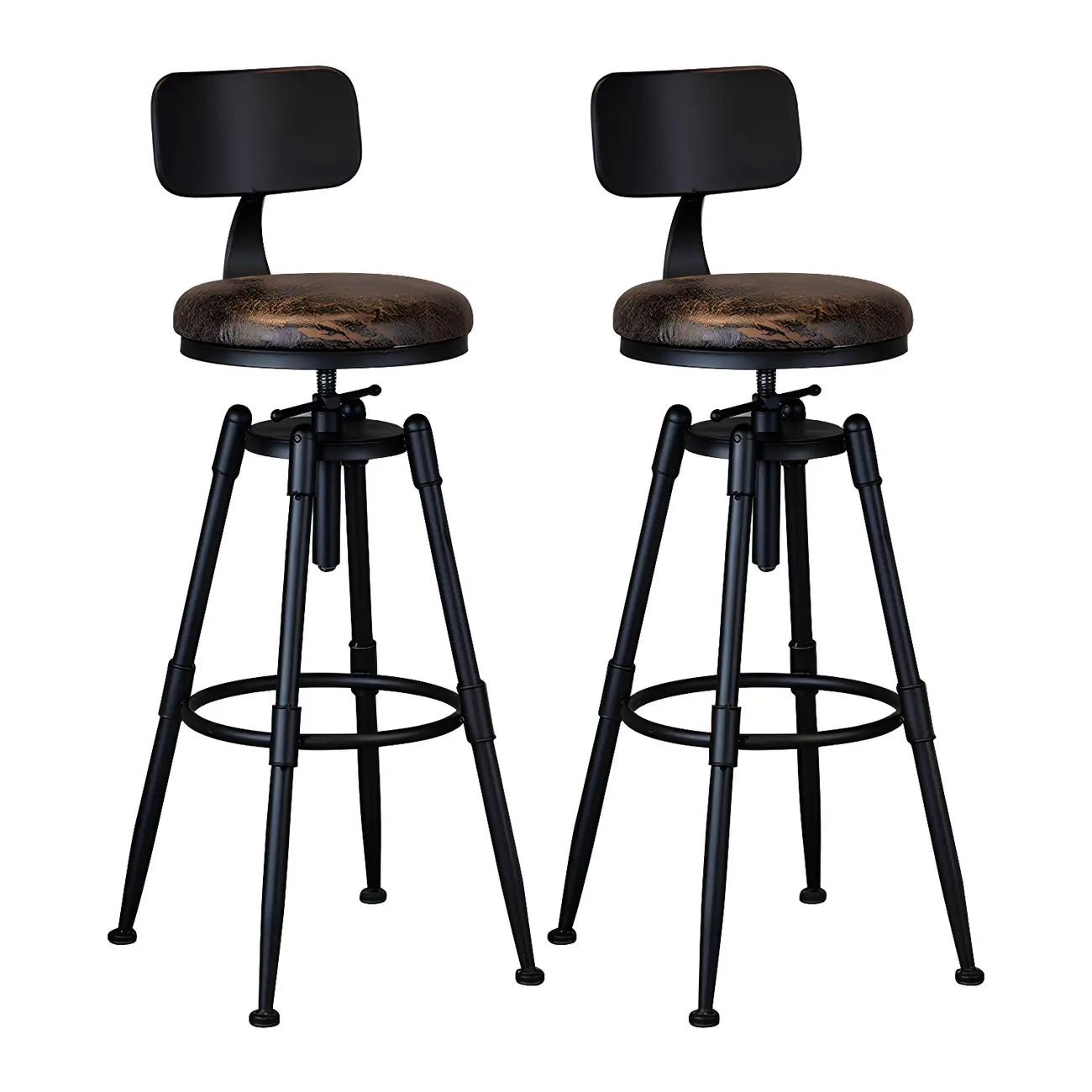 Industrial Iron Swivel Adjustable Bar Stools Image - 25 | homeyfad