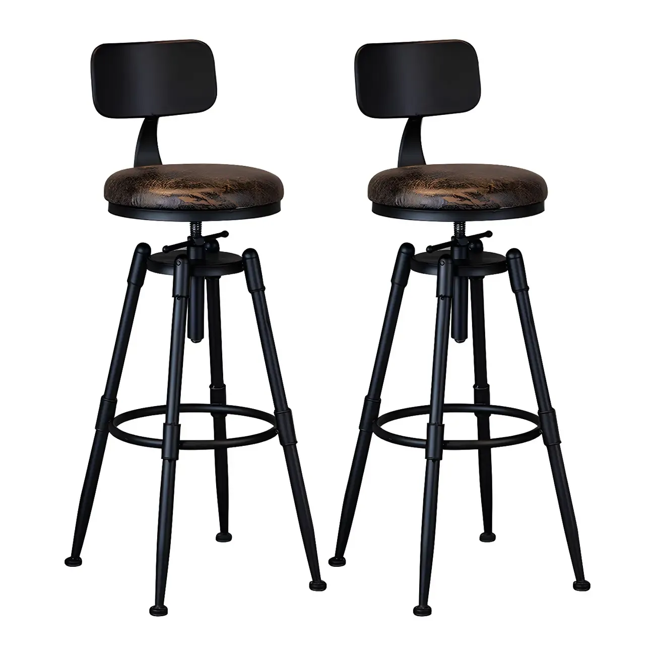 Industrial Iron Swivel Adjustable Bar Stools Image - 25