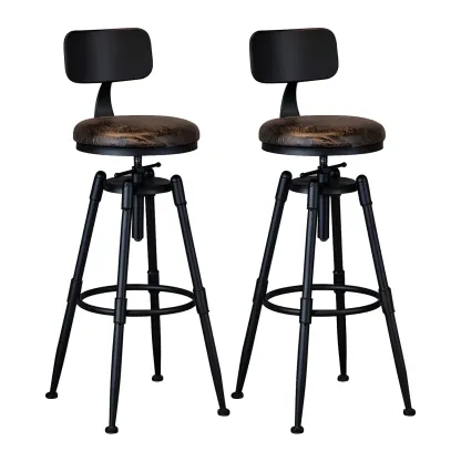 Industrial Iron Swivel Adjustable Bar Stools Image - 25