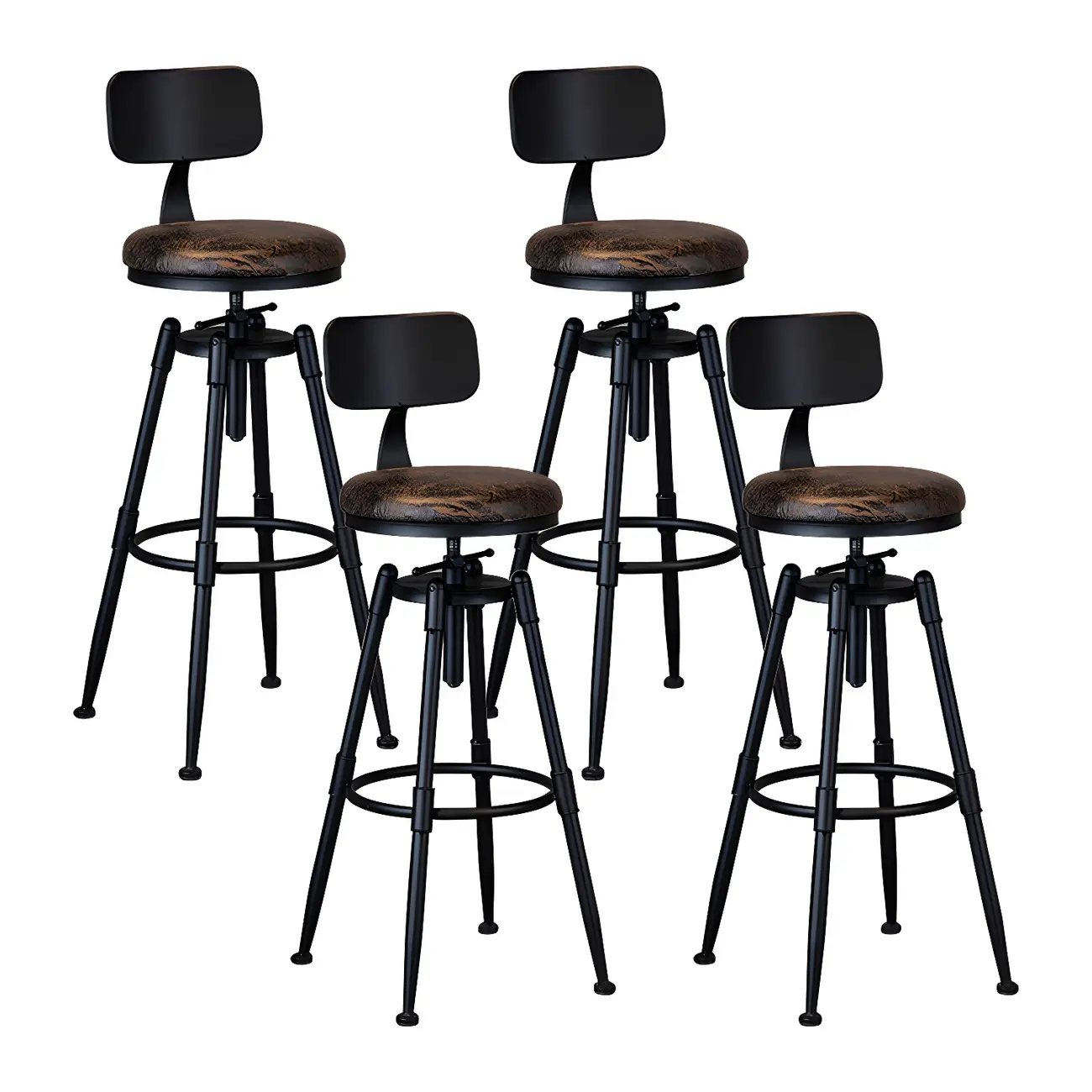 Industrial Iron Swivel Adjustable Bar Stools Image - 26 | homeyfad