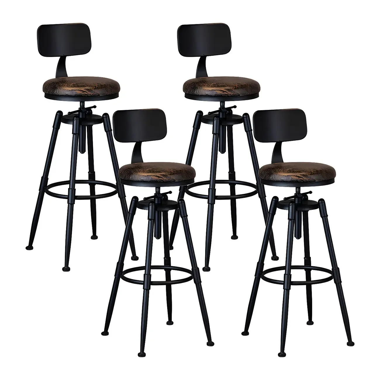 Industrial Iron Swivel Adjustable Bar Stools Image - 26