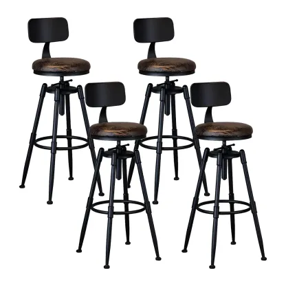 Industrial Iron Swivel Adjustable Bar Stools Image - 26