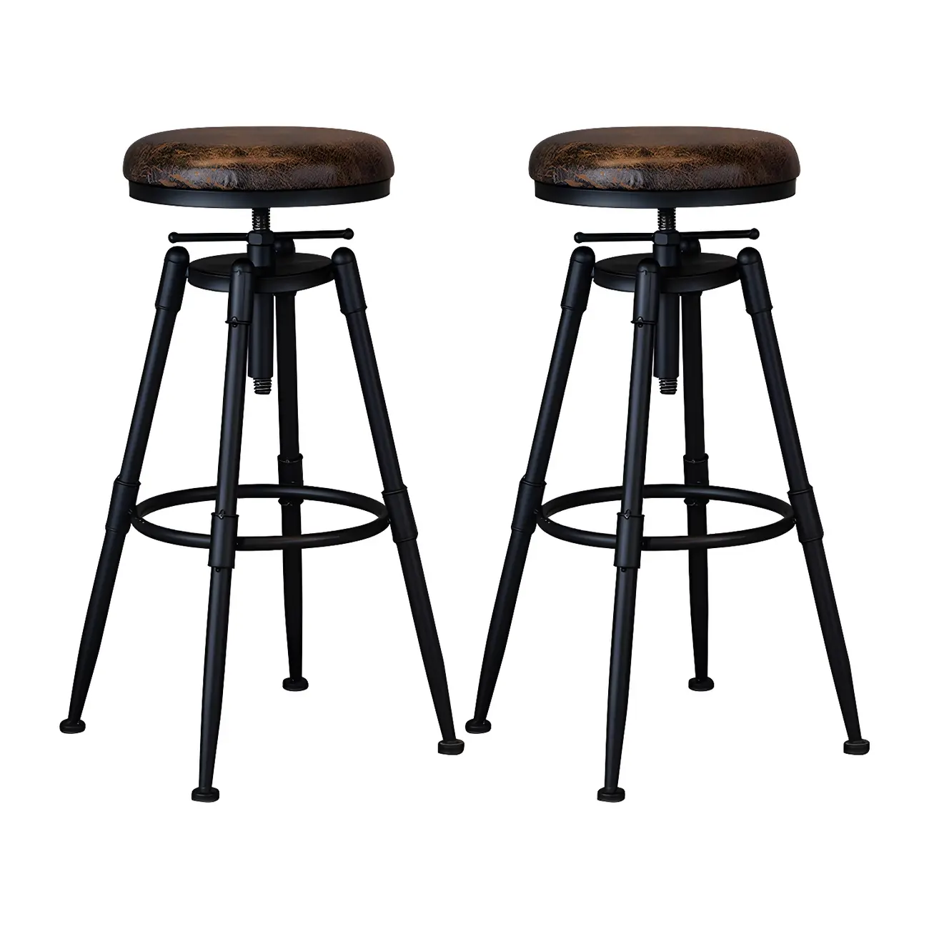 Industrial Iron Swivel Adjustable Bar Stools Image - 28 | homeyfad