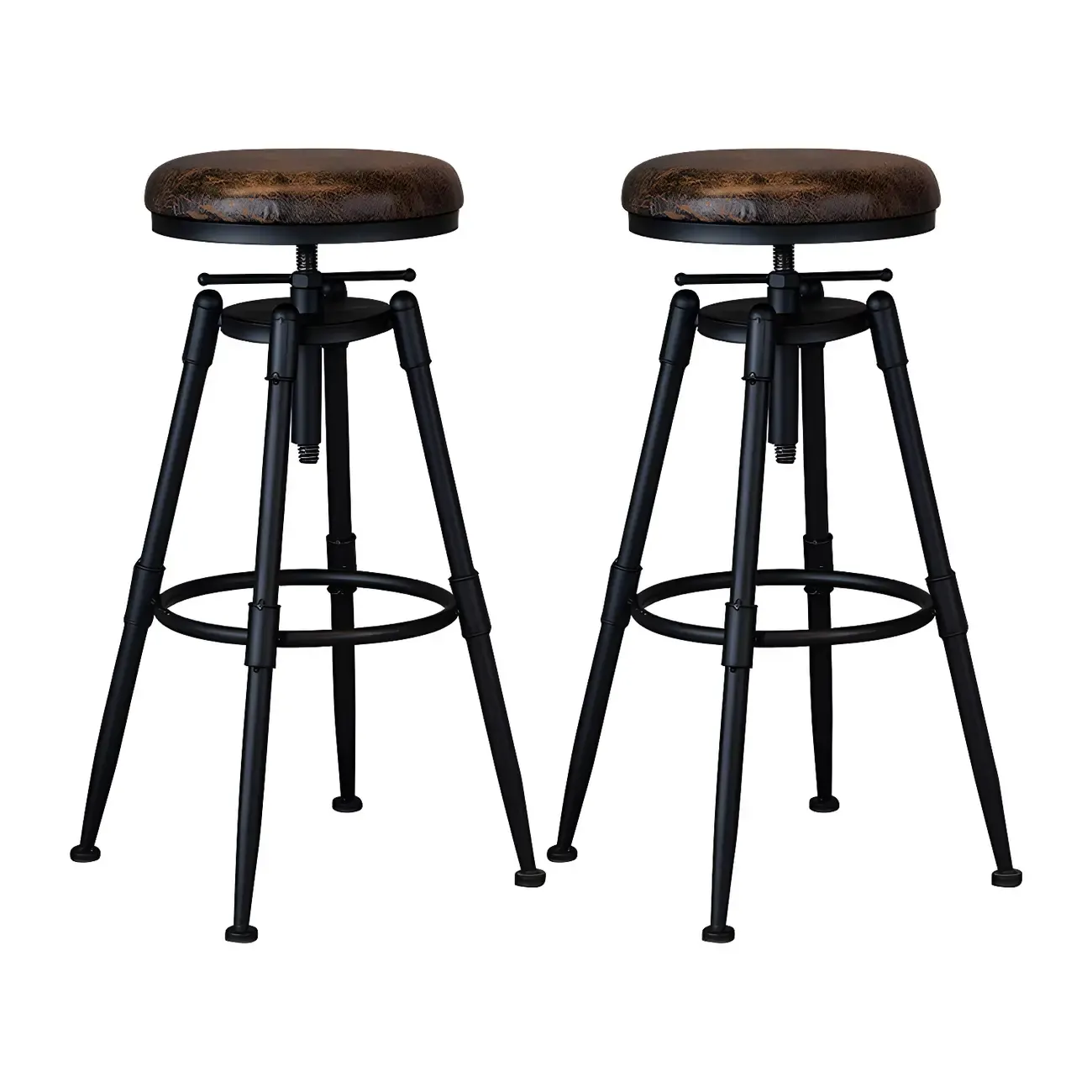 Industrial Iron Swivel Adjustable Bar Stools Image - 28