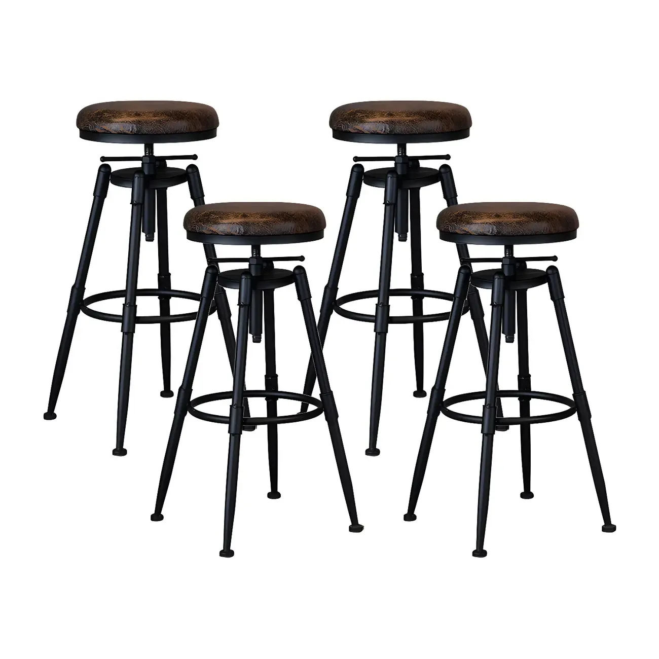 Industrial Iron Swivel Adjustable Bar Stools Image - 29