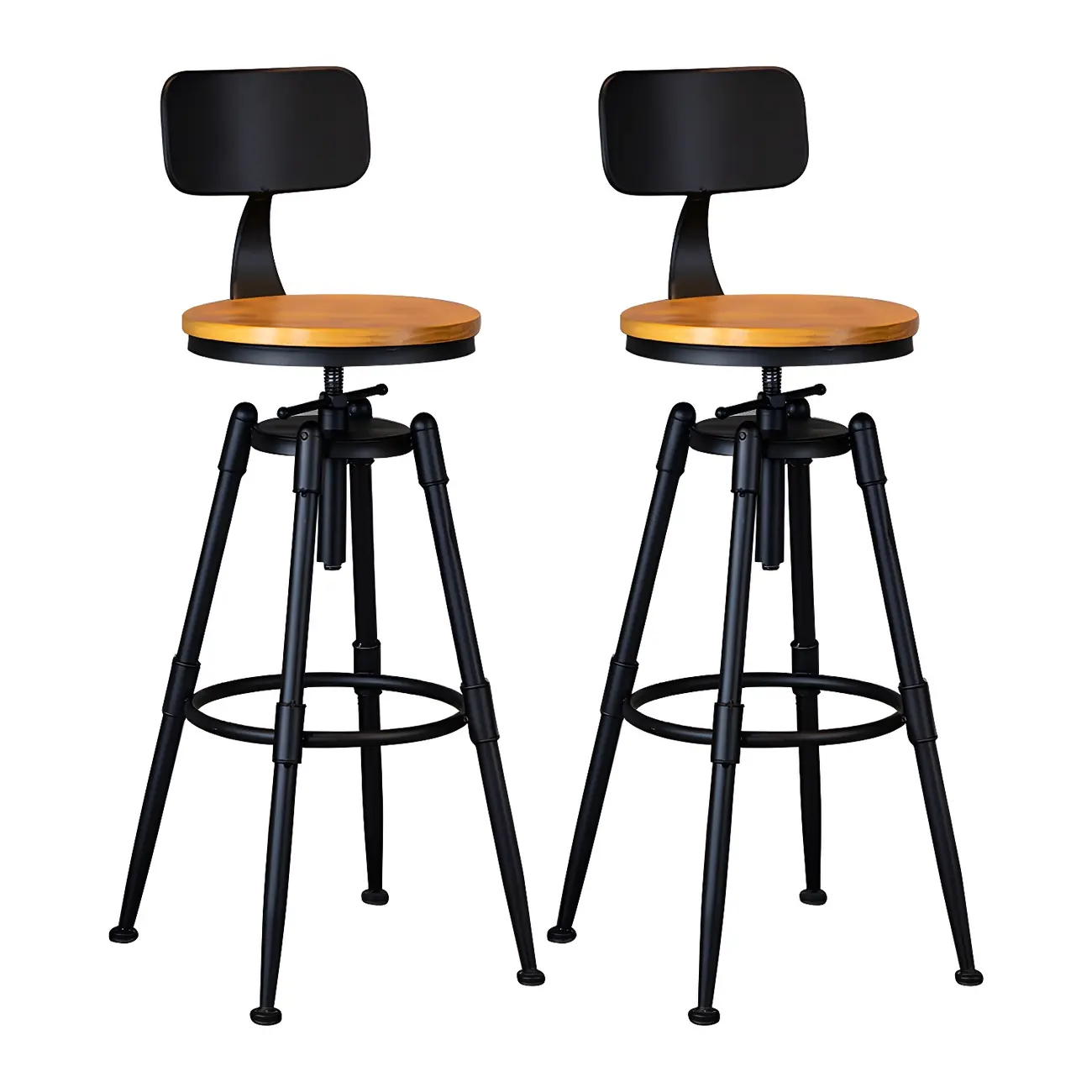 Industrial Iron Swivel Adjustable Bar Stools Image - 31 | homeyfad
