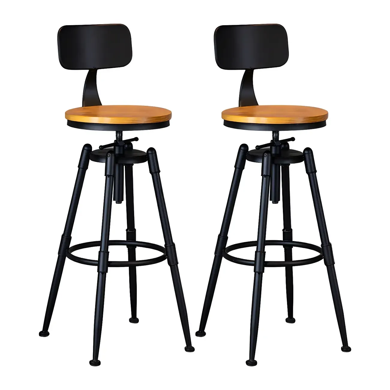 Industrial Iron Swivel Adjustable Bar Stools Image - 31