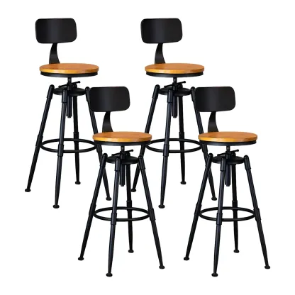 Industrial Iron Swivel Adjustable Bar Stools Image - 32