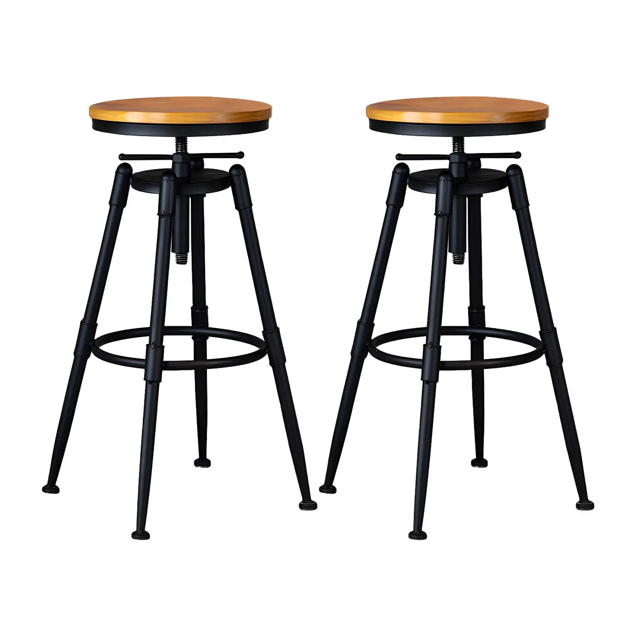Industrial Iron Swivel Adjustable Bar Stools Image - 34 | homeyfad