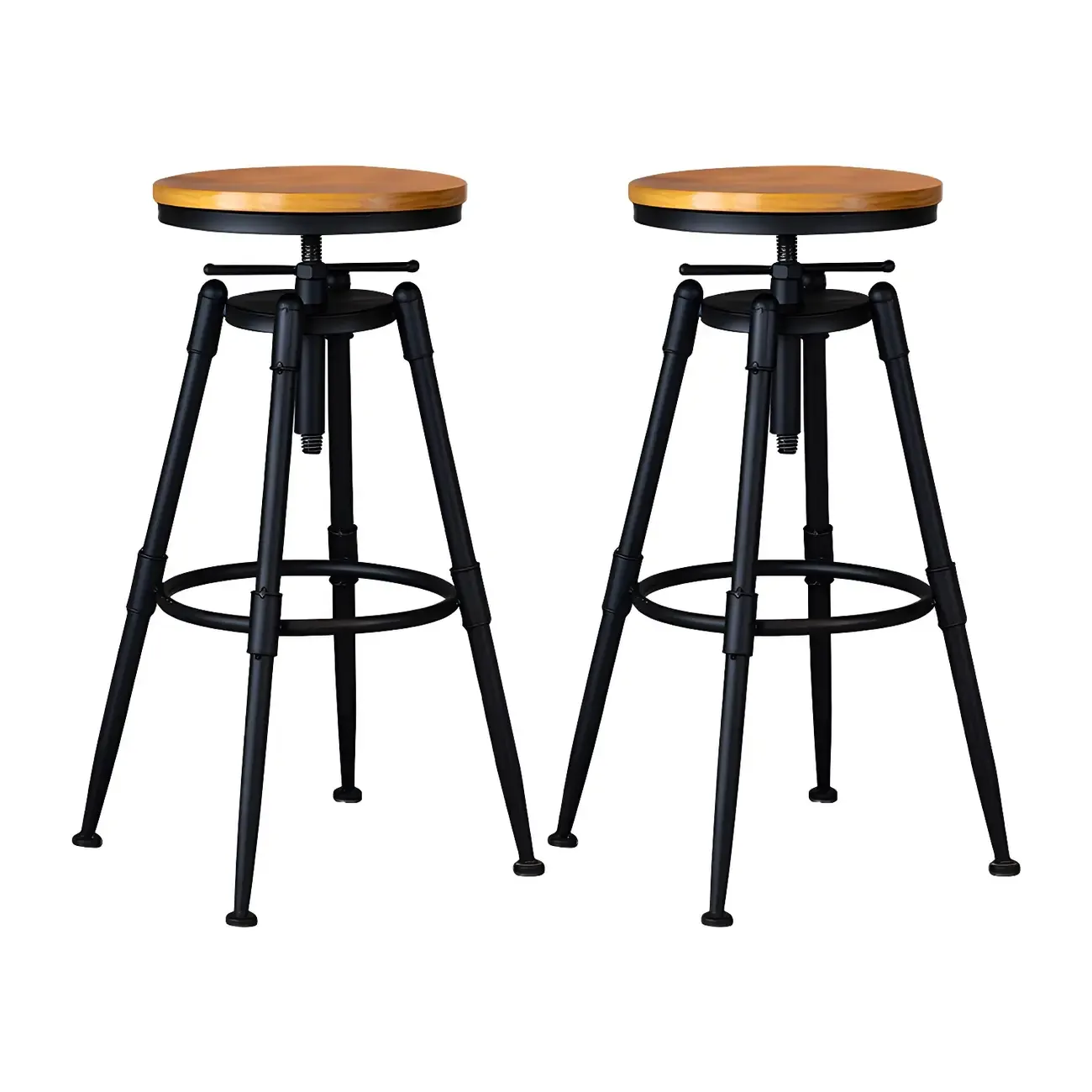 Industrial Iron Swivel Adjustable Bar Stools Image - 34