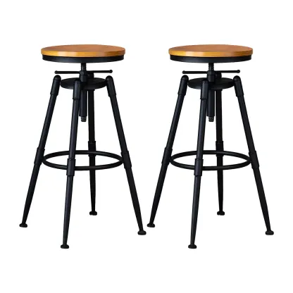 Industrial Iron Swivel Adjustable Bar Stools Image - 34