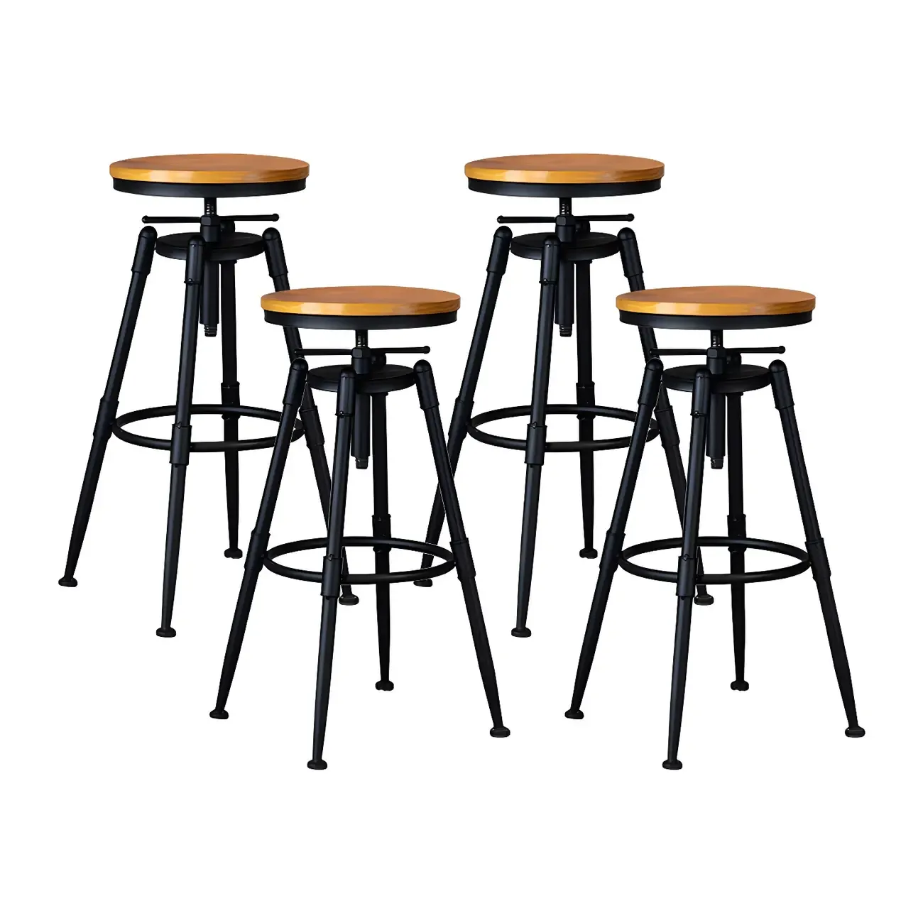Industrial Iron Swivel Adjustable Bar Stools Image - 35