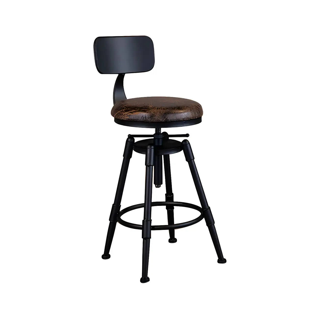 Industrial Iron Swivel Adjustable Bar Stools Image - 36