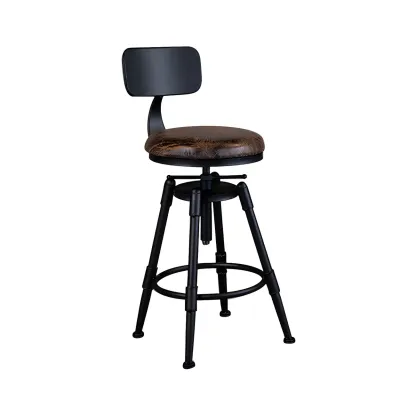 Industrial Iron Swivel Adjustable Bar Stools Image - 36