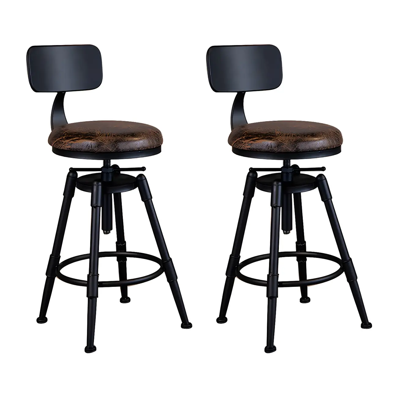 Industrial Iron Swivel Adjustable Bar Stools Image - 37 | homeyfad
