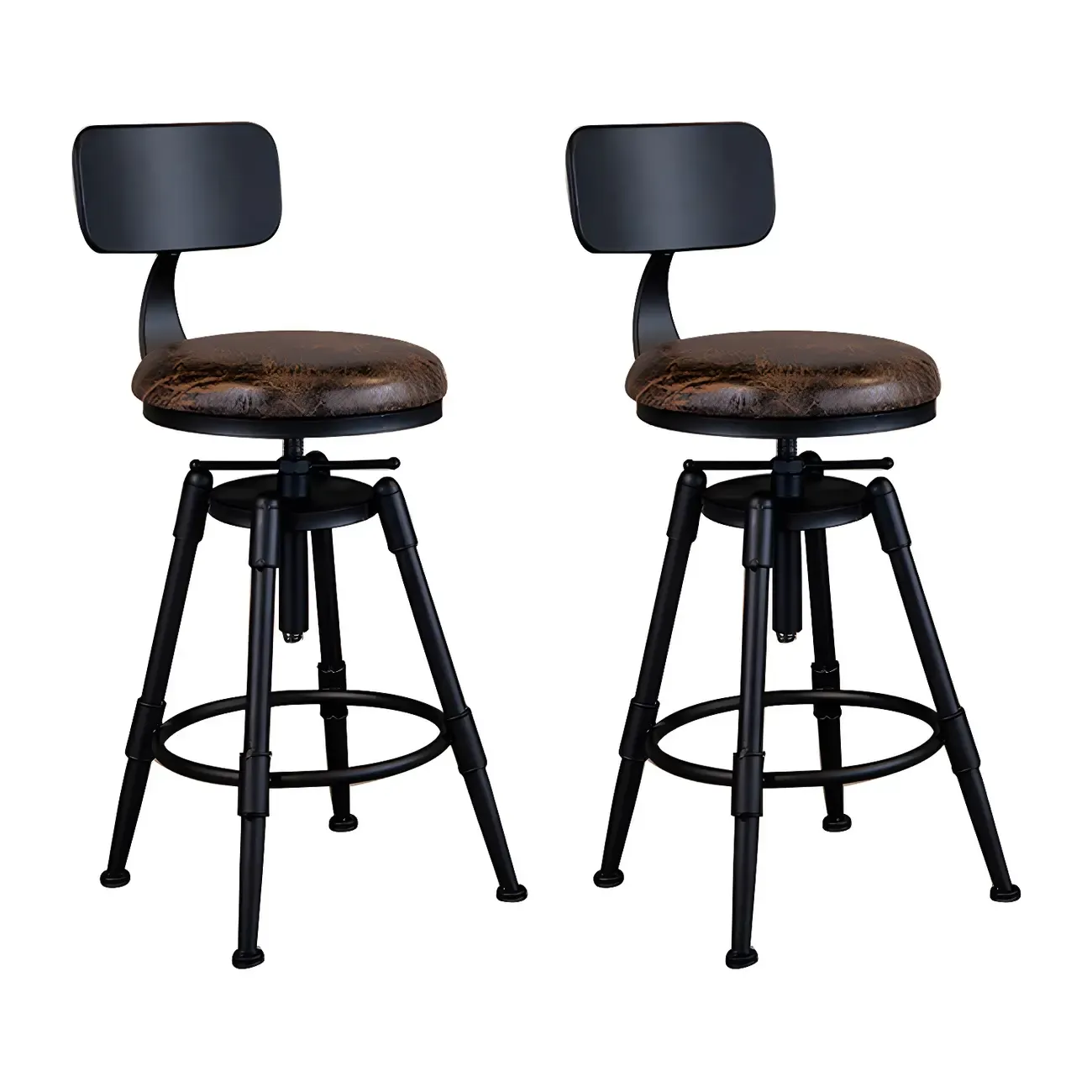 Industrial Iron Swivel Adjustable Bar Stools Image - 37