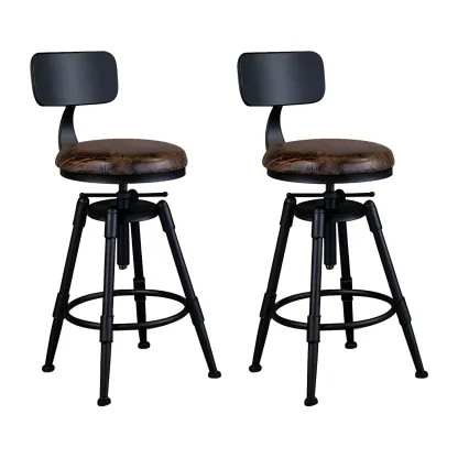 Industrial Iron Swivel Adjustable Bar Stools Image - 37